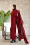 Turtleneck Long Sleeve Ankle-Length Solid Color Dress and Openwork Batwing Sleeve Knit Cardigan Two-Piece Set - 6