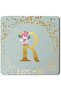 2 Pack Designer Leather Coasters Mat for Beverage Drinks - Custom Monogram Initial Letter