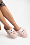 Women's Pink Panda Figured Plush House Slippers Non-Slip Silent Sole