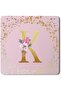 Stylizeed 2 Pack Designer Leather Coasters Mat for Beverage Drinks - Custom Monogram Initial Letter