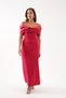 Women's Burgundy Slim Fit Boat Neck Pearl Detailed Promise Engagement Wedding Evening Dress - 2