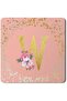 2 Pack Designer Leather Coasters Mat for Beverage Drinks - Custom Monogram Initial Letter