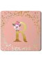 2 Pack Designer Leather Coasters Mat for Beverage Drinks - Custom Monogram Initial Letter