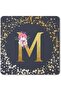 2 Pack Designer Leather Coasters Mat for Beverage Drinks - Custom Monogram Initial Letter