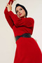 Women's Full Hijab Knitwear Dress Red 1140 - 2