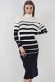Women's High Neck Knitwear Dress Navy Blue 1132
