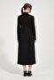 Maternity Lace-Up Waist Long Sleeve Midi Length Dress Black - 6
