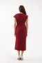 Women's Burgundy Crew Neck Accessory Detail Midi Dress - 5