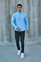 Blue Judge Collar Half Pat Lycra Linen Texture Cotton Slim Fit Men's Shirt - 5