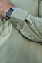 Khaki-Haki̇m Collar Half Pat Lycra Linen Texture Cotton Slim Fit Men's Shirt - 4