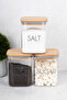 3 Pieces Storage Container Wooden Vacuum Lid Tea Sugar Salt Jar with Label Gift Mica 900 ml - 4