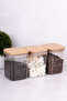 3Pcs 900ml Storage Container Wooden Vacuum Lid with Label Gift Tea Sugar Coffee Jar Mica - 5