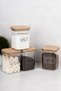 4-Piece Tea Sugar Coffee Salt Storage Container 900 ml Wooden Vacuum Lid Jar with Label Gift Mica - 6
