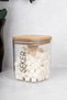 4-Piece Tea Sugar Coffee Salt Storage Container 900 ml Wooden Vacuum Lid Jar with Label Gift Mica - 4