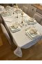 Sequin Gold Embroidery Detailed Seamless Tablecloth Off-White - 6