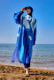 Blue Navy Blue Pareo – Lightweight and Full Length Belted Kimono |   P2507 P2507 - 3