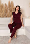 “Bamboo Fabric Plus Size Women's Lace Short Sleeve Pajama Set – Soft, Breathable - 2