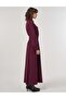 Rubber Belted Cover Pocket Maxi Dress Dark Burgundy - 6