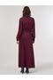 Rubber Belted Cover Pocket Maxi Dress Dark Burgundy - 5