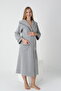 Hooded Pregnant and Maternity Striped Long Dressing Gown