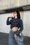 Denim Washed Hair Braided Crop Knitwear Sweater Aw25Kz0011 - 2
