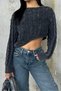 Denim Washed Hair Braided Crop Knitwear Sweater Aw25Kz0011 - 5