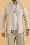 Men's Stone Color Slim Fit Slim Fit Viscose Linen Shirt