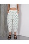 Women's Green Floral Linen Balloon Pants with Elastic Waist and Double Pockets - 3