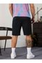 Men's Black Combed Cotton Shorts Summer Sports Bermuda Slim Fit Casual Basketball Football Fitness Training Shorts - 3