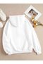 White 3-Thread Zippered Hooded Cardigan Jacket - 3