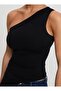 5058 Asymmetric Flexible Crop Top Bluz - 5