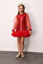 Red Sequined Girl's Dress with Tulle Hem - Balenca - 2