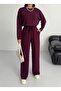 Women's Burgundy Modal Long Sleeve Soft Touch Sports Suit - 2