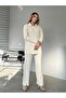 Women's Buttoned Cardigan and Trouser Set - Ecru