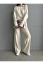 Women's Buttoned Cardigan and Trouser Set - Ecru - 4