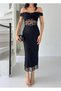 Black Knot Detailed Lined Lace Dress - 6