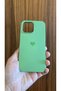 iPhone 15 Pro Max Heart Printed Premium Silicone Phone Case with Velvet Inside (Pistachio Green Case) - 4