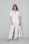 Women's 3-Piece Pajama Set with Short Sleeves, Cotton Buttons and Piping - 2
