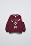 Girl's Cotton Burgundy Los Angeles Printed Floral Pattern Oversize Tracksuit Set - 2