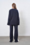 Women's Navy Blue Knitwear Fabric Trousers with Slit Design and Oversized Sweater Double Set 1027 - 3