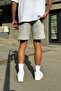 Flaw Embroidered Elastic Waist Shorts Gray Melange - 3
