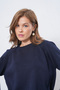 Women's Navy Blue Knitwear Fabric Trousers with Slit Design and Oversized Sweater Double Set 1027 - 2
