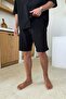 Elastic Waist Linen Shorts Black - 2