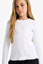 Okul Crew Neck Basic Ribbed Long Sleeve T-Shirt Girl Child B2387A825Au