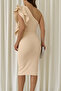 Beige Scuba Fabric One Shoulder Flounce Dress - 2