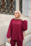 Women's Crew Neck Double Suit Claret Red - 2