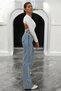 Ice Blue Women's Wide Leg Extra High Waist Palazzo Jeans - 2
