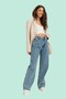 Women's Blue Wide Leg High Waist Palazzo Jeans - 4