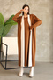 Round Neckline, Long Sleeve, Bow Patterned Midi Length Cardigan Look One-Piece Knitwear Dress - 6