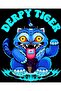 K-Pop Demon Hunters – Derpy Blue Tiger Printed Unisex 100% Cotton Hooded Black Sweatshirt - 2
